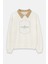 Beyaz Gömlek Yaka Şardonlu Oversize Sweatshirt 4