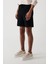 Erkek Siyah %100 Pamuk Yandan Cepli Beli Lastikli Keten Dokulu Relaxed Fit Şort E003603 10
