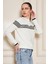 Kadın Bisiklet Yaka Yumuşak Dokulu Çizgili Triko Kazak 35111 6