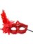 Kırmızı Mat Renk Yandan Tüylü Güllü Parti B Venedik Maskesi 16X22 1