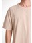Erkek 24/1 Düz A Kalite Oversize T-Shirt - Bej 3