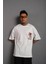 Erkek Sırt Baskılı A Kalite Oversize T-Shirt - Beyaz 3