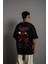 Erkek Sırt Baskılı A Kalite Oversize T-Shirt - Siyah 4
