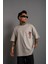 Erkek Sırt Baskılı A Kalite Oversize T-Shirt - Gri 3