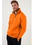 Oversize Yarım Farmuarlı Yakalı Basic Sweatshirt - Turuncu 2