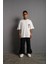 Erkek Sırt Baskılı A Kalite Oversize T-Shirt - Beyaz 1