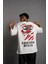 Erkek Sırt Baskılı A Kalite Oversize T-Shirt - Beyaz 2