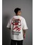 Erkek Sırt Baskılı A Kalite Oversize T-Shirt - Beyaz 5