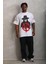Unisex Oversize Baskılı Bisiklet Yaka T-Shirt - Beyaz 1