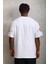 Unisex Oversize Baskılı Bisiklet Yaka T-Shirt - Beyaz 4