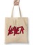 Slayer Logo Beyaz Bez Çanta Uzun Saplı Alışveriş Çantası Plaj Çantası 1