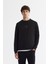 Erkek Siyah Bisiklet Yaka Pamuklu Şardonlu Baskılı Regular Fit Sweatshirt B001033 8