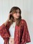 Yeni Tasarım Boho Desen Mini Kimono Kadın Koyu Kiremit 3