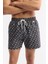 Erkek Siyah Hızlı Kuruyan Baskılı Çantalı Relaxed Fit Relaxed Fit Deniz Şortu A51Y3828 12