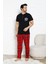 Erkek Pijama Takımı - Ekose Altlı-3 Düğmeli - %100 Pamuklu 12386 3
