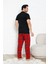 Erkek Pijama Takımı - Ekose Altlı-3 Düğmeli - %100 Pamuklu 12386 4