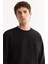 Erkek Siyah Bisiklet Yaka Pamuklu Bi-Stretch Regular Fit Sweatshirt A52Y1271 11