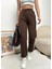 Kadın Kahverengi Paçası Lastikli Yüksek Bel Jogger Eşofman Altı 5