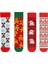 Noel Baba, Geyik ve Zencefilli Adam Desenli 4’lü Yılbaşı Çorap Seti 1