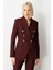 Kadın Kruvaze Yaka Kapak Cepli Ceket 5013 Bordo 1