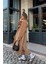 Camel Astarlı Kruvaze Oversize Yün Kaban 2