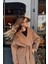 Camel Astarlı Kruvaze Oversize Yün Kaban 5
