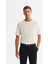 Erkek Ekru Bisiklet Yaka Jakarlı Rayon Triko Regular Fit T-Shirt A42Y5008 6