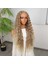 Yoğun Dalga Kumral Platin Röfleli Fiber Sentetik Geniş T Tül Peruk 2