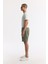Erkek Haki Beli Lastikli %100 Keten Relaxed Fit Şort B003732 11