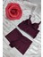 Bordo Büstiyer Boxer Iç Çamaşır Takımı Dantel Desenli Light Pad Telsiz Yumuşak Pedli 1