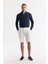Erkek Kırık Beyaz Beli Lastikli Keten Karışımlı Relaxed Fit Şort B003731 12
