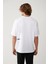 Erkek Beyaz %100 Pamuk Bisiklet Yaka Baskılı Oversize Fit T-Shirt A41Y1038 9