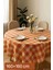 Fiber Kareli Masa Örtüsü Sofra Bezi Ekose Desen 160X160 cm Turuncu 2