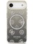 iPhone 17 Air Uyumlu Kılıf Guess Lisanslı M-Safe Özellikli Simli Peony Desenli Silikon Kapak Siyah 3