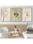 |krem-Gold Renk Soyut Çiçek Set (Pafrı) |çerçeveli Cam Tablo 3lü Dikey 1
