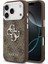 iPhone 17 Pro Kılıf Guess Lisanslı Gümüş Kamera Çerçeveli 4g Desenli Büyük 4g ve Yazı Logolu Kahve 1