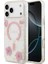 iPhone 17 Pro Max Uyumlu Kılıf Guess Lisanslı M-Safe Özellikli Transparan Resin Flowers Kapak Pembe 1