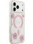 iPhone 17 Pro Max Uyumlu Kılıf Guess Lisanslı M-Safe Özellikli Transparan Resin Flowers Kapak Pembe 4