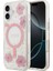 iPhone 17 Uyumlu Kılıf Guess Orjinal Lisanslı M-Safe Özellikli Transparan Resin Flowers Kapak Pembe 1