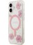 iPhone 17 Uyumlu Kılıf Guess Orjinal Lisanslı M-Safe Özellikli Transparan Resin Flowers Kapak Pembe 2
