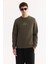 Erkek Haki Bisiklet Yaka Pamuklu Şardonlu Baskılı Regular Fit Sweatshirt A52Y1327 5