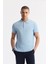 Erkek Mavi Kıvrılmaz Polo Yaka %100 Pamuk Basic Regular Fit T-Shirt B001032 7