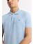 Erkek Mavi Kıvrılmaz Polo Yaka %100 Pamuk Basic Regular Fit T-Shirt B001032 8