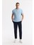 Erkek Mavi Kıvrılmaz Polo Yaka %100 Pamuk Basic Regular Fit T-Shirt B001032 11