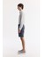 Erkek Antrasit Beli Lastikli %100 Keten Relaxed Fit Şort B003732 10