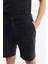 Erkek Siyah Beli Lastikli %100 Keten Relaxed Fit Şort B003732 13