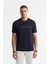Erkek Lacivert Bisiklet Yaka Bi-Stretch İnterlok Regular Fit T-Shirt A51Y1132 8