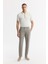 Erkek Gri Yan Cepli Beli Lastikli Bi-Stretch Comfort Slim Fit Pantolon A51Y3211 7