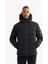 Erkek Siyah Kapüşonlu Kaz Tüyü Su İtici Rüzgar Geçirmez -10°C Dayanıklı Şişme Mont A52Y6067 11