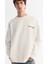 Erkek Ekru Bisiklet Yaka Elastan Oversize Fit Sweatshirt A42Y1248 11